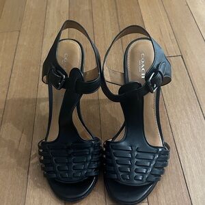 Coach Black Woven Strap Heels